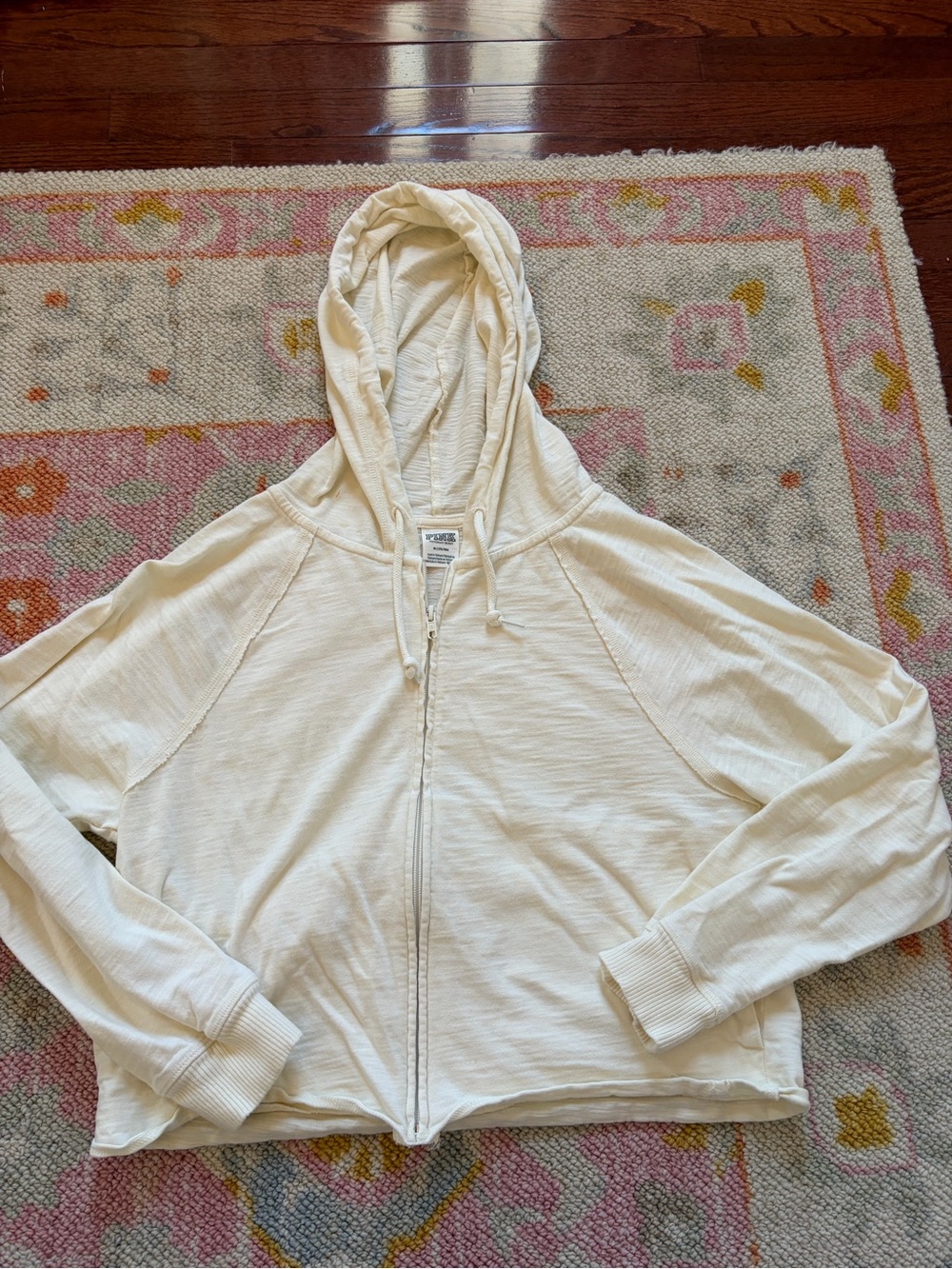 VS PINK Lightweight Cream Zip Hoodie
